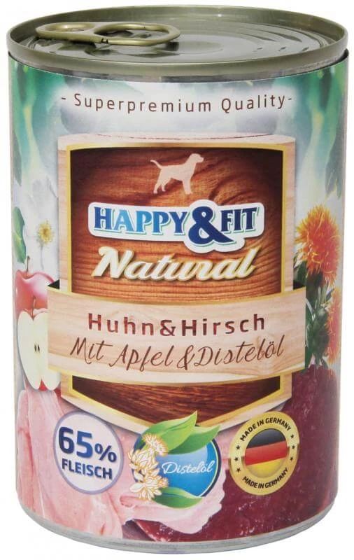 Happy&Fit Natural felnőtt, csirke, szarvas, alma 400g