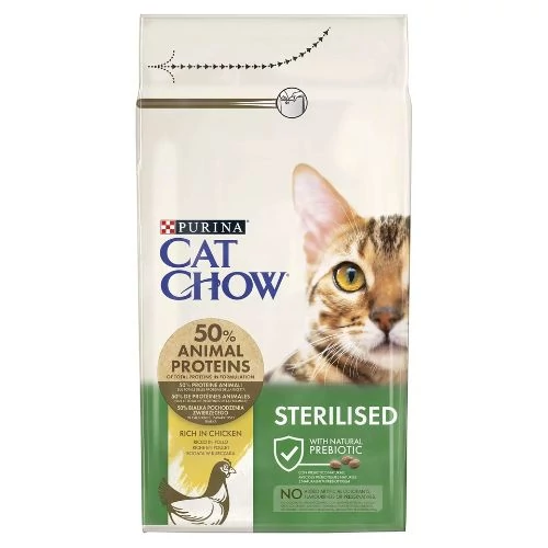 CAT CHOW Sterilised Csirkében gazdag száraz macskaeledel 15 kg