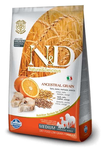 N&D Low Grain Dog Tőkehal&narancs adult medium 800g kutyatáp