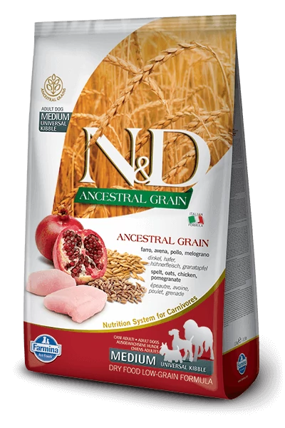 N&D Dog Ancestral Grain csirke,tönköly,zab&gránátalma Adult medium&maxi 12kg