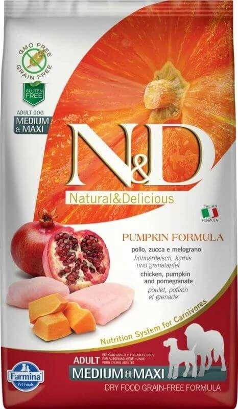 N&D Dog Grain Free csirke&gránátalma sütőtökkel adult medium&maxi 12kg kutyatáp