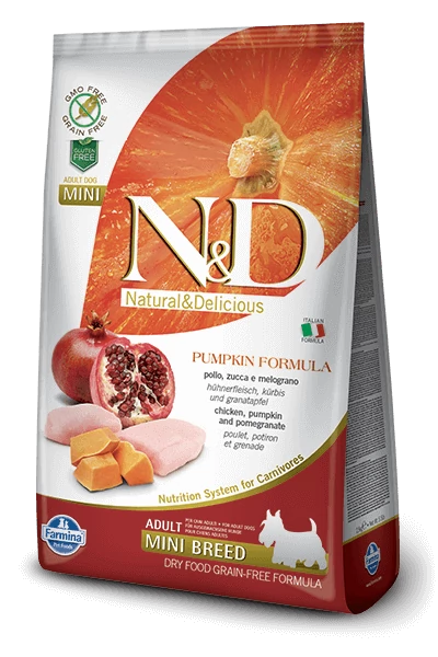 N&D Dog Grain Free csirke&gránátalma sütőtökkel adult mini 800gr kutyatáp