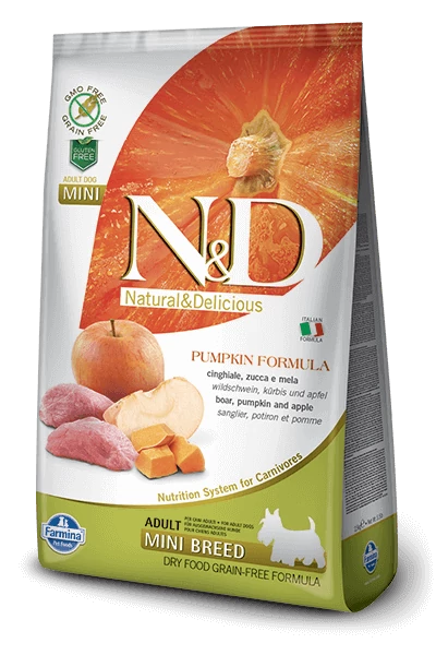 N&D Dog Grain Free vaddisznó&alma sütőtökkel adult mini 800g kutyatáp