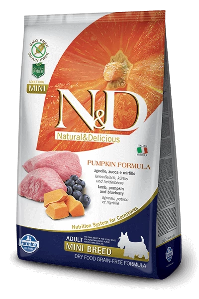 N&D Dog Grain Free bárány&áfonya sütőtökkel adult mini 800g kutyatáp