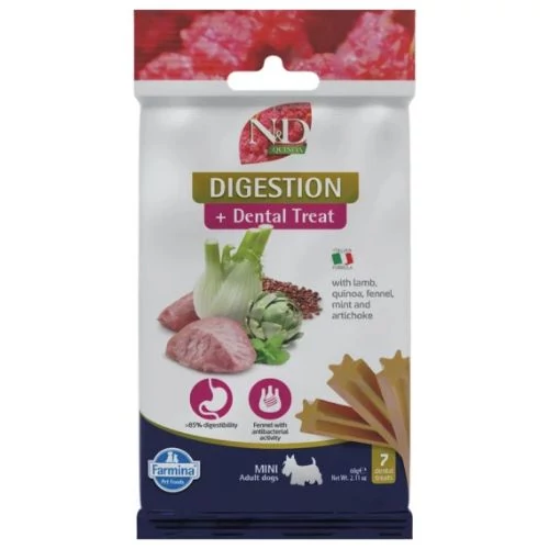 N&D Quinoa Dog Jutalomfalat Digestion Lamb Adult Mini 60g