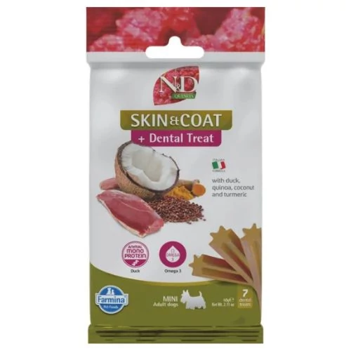 N&D Quinoa Dog Jutalomfalat Skin&coat Duck Adult Mini 60g