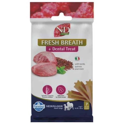 N&D Quinoa Dog Jutalomfalat Fresh breath Adult Med&max friss lehelet 100g