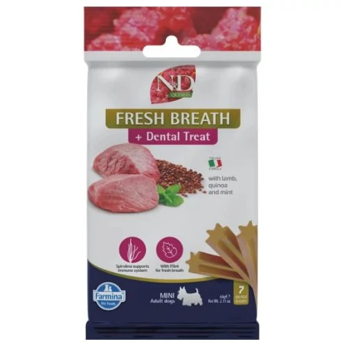 N&D Quinoa Dog Jutalomfalat Fresh breath Adult Mini friss lehelet 60g