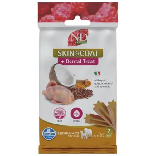 N&D Quinoa Dog Jutalomfalat Skin&coat Quail Adult Med&max 100g