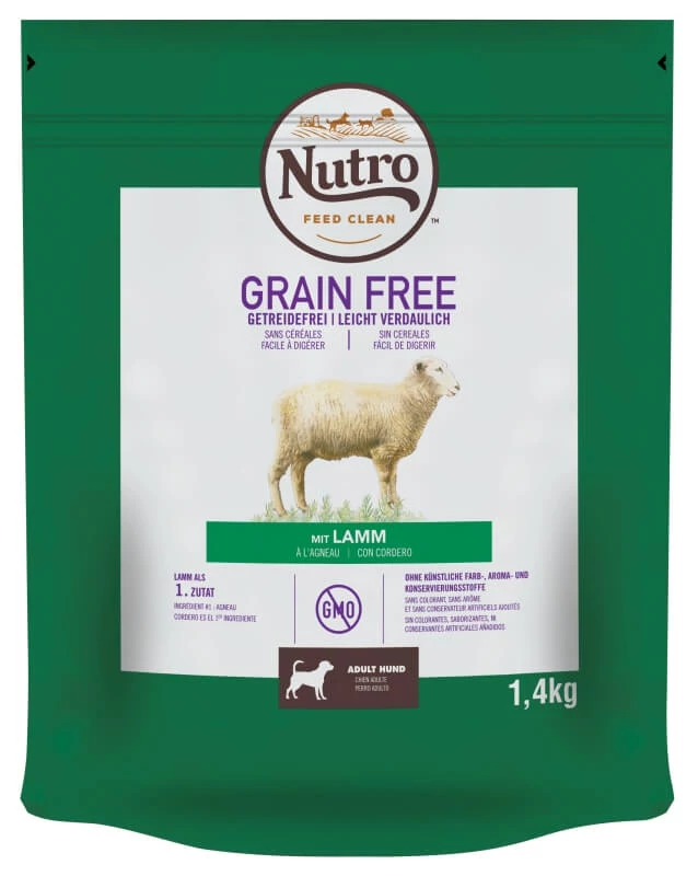 NUTRO GRAIN FREE száraztáp bárányhússal felnőtt kutyáknak 1,4 kg