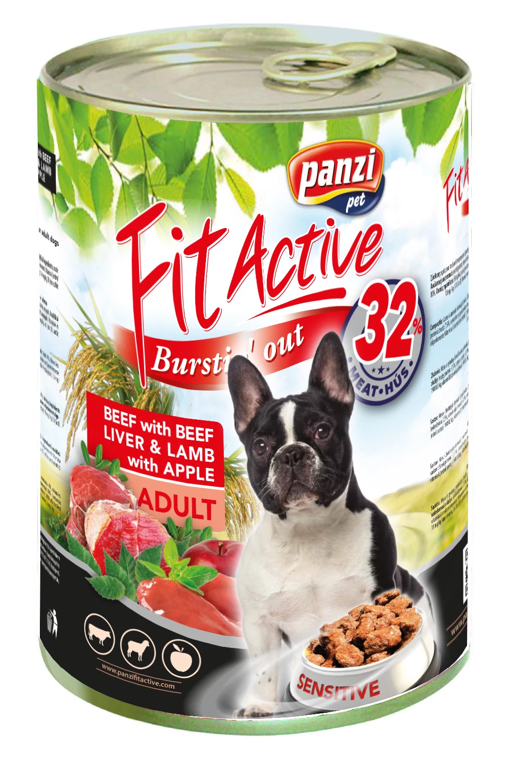 Panzi FitActive Adult Dog Konzerv marhával, májjal és bárányhússal 415gr