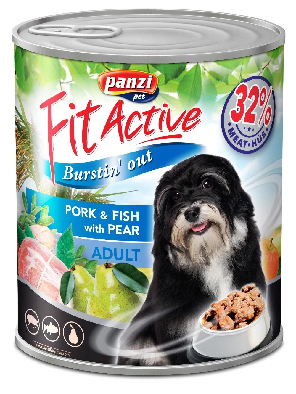 Panzi Fitactive Adult Dog Konzerv sertéssel, hallal és körtével 1240gr
