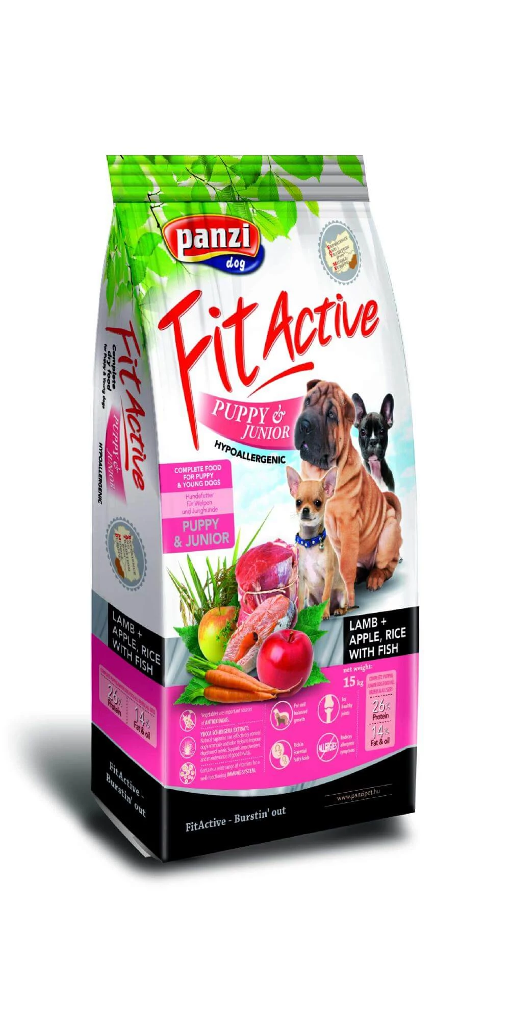 Panzi FitActive Puppy & Junior Lamb, Apple & Rice XXL 15 kg