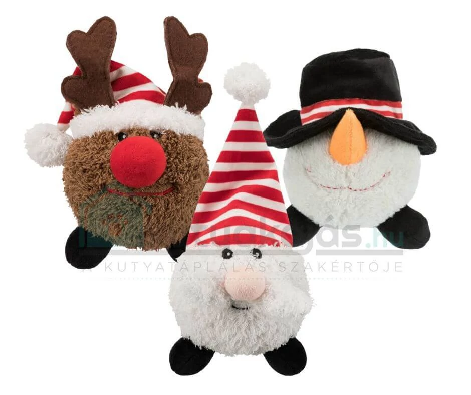Trixie Xmas Santa Clauses Reindeers and Snowmen Plüss Játék Többféle Figura Kutyák Részére 18-29cm